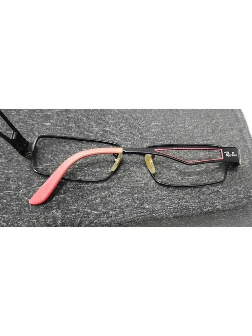 Ray Ban RB6166 2509 Black Metal Red Rectangle Eyeglasses 52-17 135
